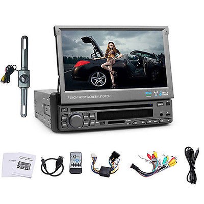 Rear Camera 1 Din Car DVD CD  Player 7 Inch Digital Touch Screen 