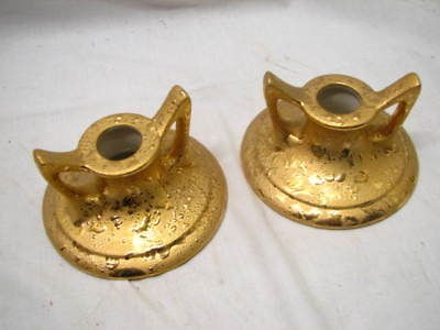 PR DIXON ART STUDIOS ART NOUVEAU 22KT GOLD CANDLESTICKS