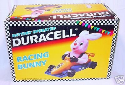 Duracell 12 Tall F1 RACING CAR BUNNY TV Figure Battery Operated MIB 