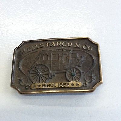 Vintage Wells Fargo & Co 1975 Original Brass Belt Buckle