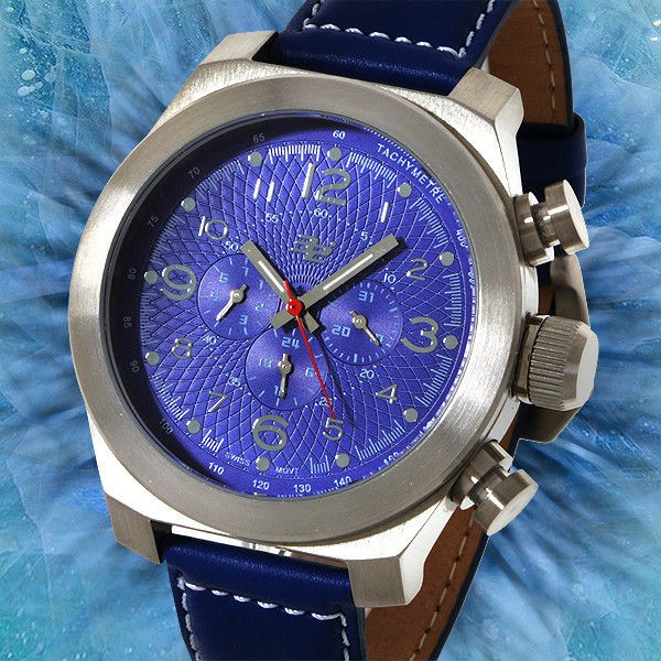 32 DEGREES SWISS STEEL ICEBERG DUAL TIME ROYAL BLUE SPORT MENS WATCH 