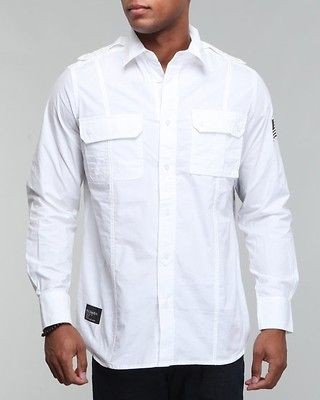   Volume 1 Button Down White mens clothing hip hop urban street wear