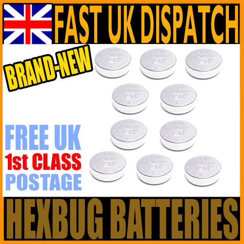 PACK OF 10 REPLACEMENT BATTERIES FOR HEXBUG NANO, INCHWORM, CRAB HEX 