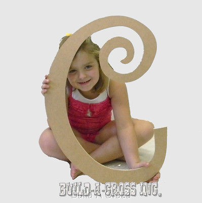 Unfinished Letters Curlz Paintable Large Letter Craft Wall Decor (C)