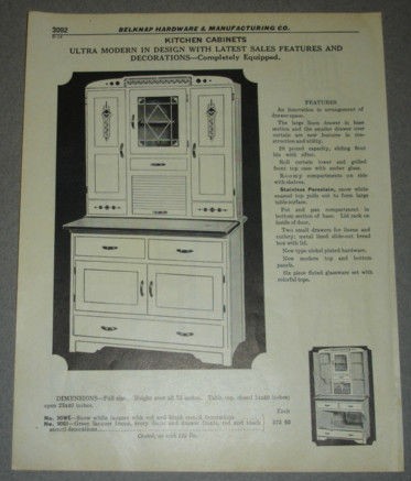 1940 ULTRA MODERN HOOSIER TYPE KITCHEN CABINET Vintage Catalog Ad.