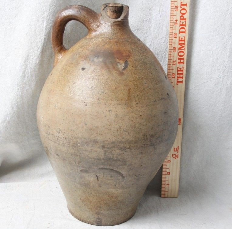 L145 ANTIQUE LARGE OVOID NEW YORK REGION STONEWARE JUG