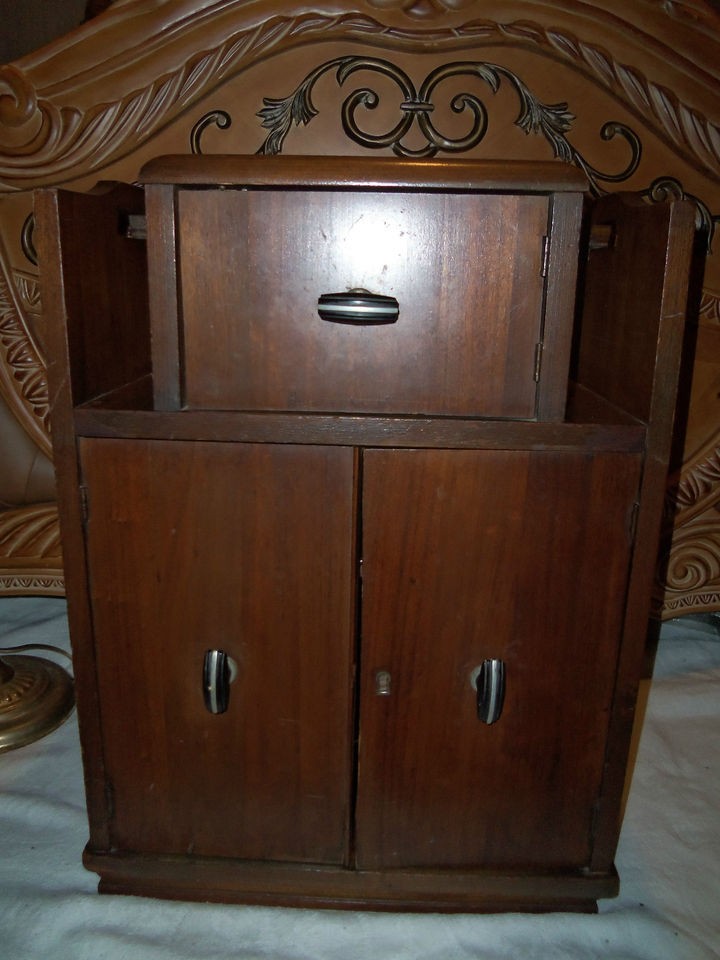 Antique Mid Century Bar & Humidor Wood Excellent Design Estate 