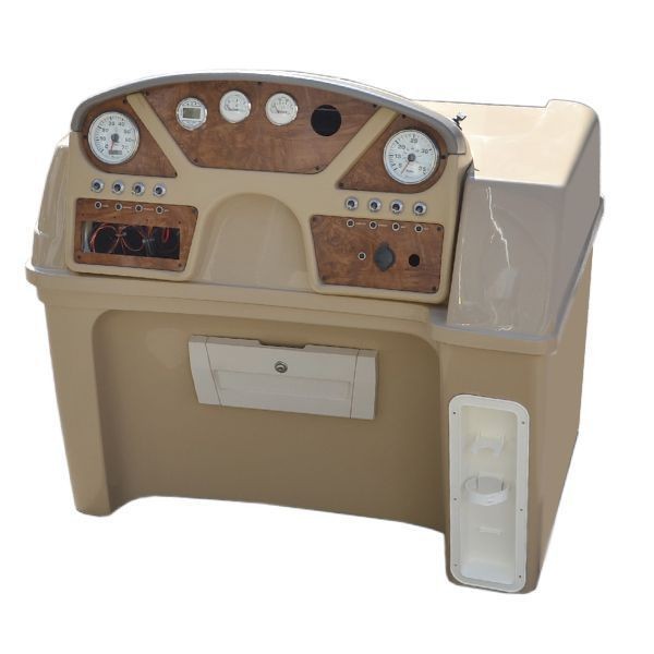 MISTY HARBOR TAN /WOODGRAIN FIBERGLASS PONTOON BOAT STEERING CONSOLE W 