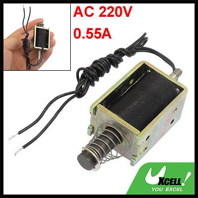   AC 220Volts 0.55A 10mm Stroke 500GF Push Type Solenoid Electromagnet