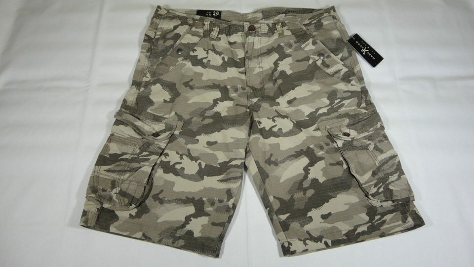 NWT MARC ECKO Cut & Sew Fatigue Cargo Shorts Mens Sizes 34, 36 Cement 