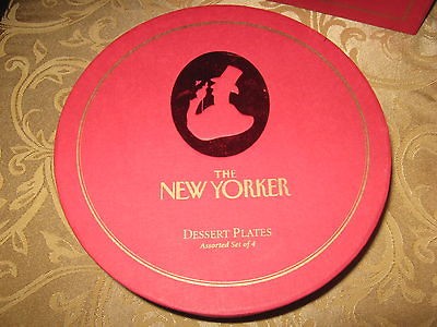 NIB RESTORATION HARDWARE NEW YORKER CHRISTMAS CHEESE PLATES SET OF 4