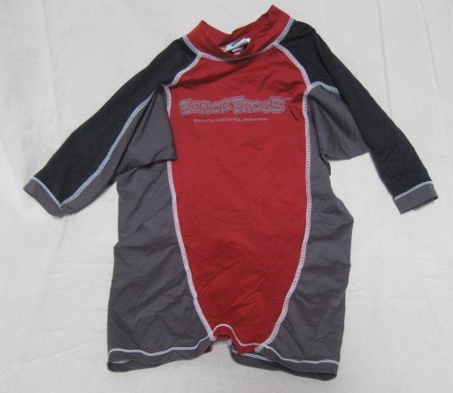   Guard Senor Frogs Puerta Vallarta Swim Shirt Red Black Gray Boys Large