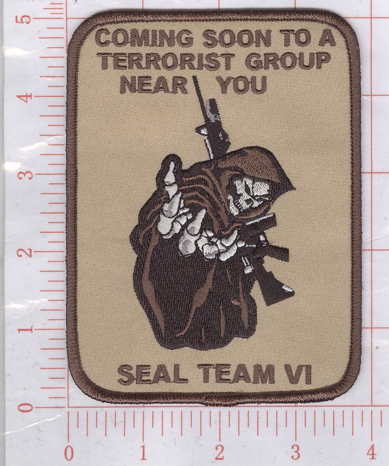 SEAL TEAM VI DEATH TO THE TALIBAN DESERT REAPER SKULL MILITARY PATCH 6 