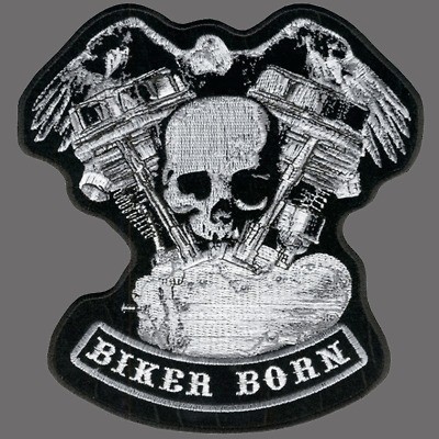 DISTRESSED SKULL & MOTOR PATCH 11 INCH BIKER PATCH