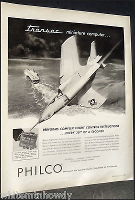 1957 US NAVY Supersonic JET FIGHTER~Transac Computer AD