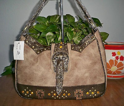 New With Tags Womens Western Style Handbag Western Buckle Rhinestone 