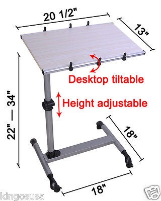 Hospital Over Bed Laptop Table TV Workstation Adjustable Sofa Tray 