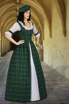 Scottish Tartan Two Piece Traditional Dress Handmade in Tartan Plaid