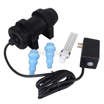 7W UV Light Sterilizer Aquarium Fish Pond Clarifier Tank Lamp+Power 