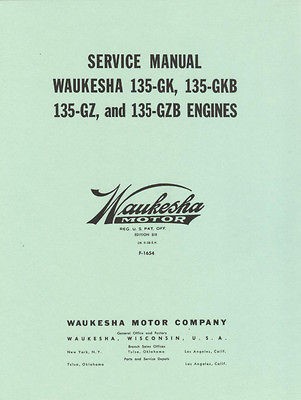 Waukesha 135 Engine Service Manual Motor GK GKB GZ GZB