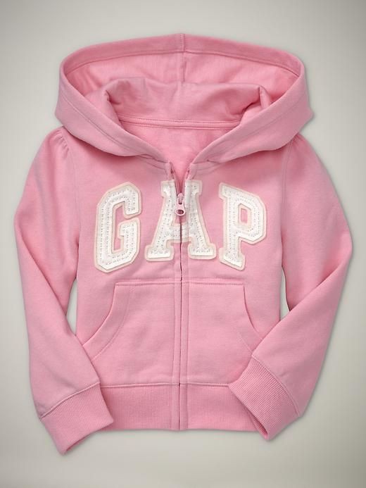   GAP Sparkled Arch Logo Hoodie Sweatshirt Activewear Classic Pink NEW