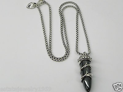 STEPHEN WEBSTER PENDANT HEMATITE BULLET & THORNS STERLING NECKLACE