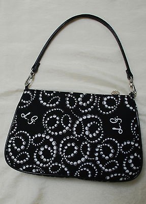 Lulu Guinness London Signature Designer Handbag Purse Black White LG 