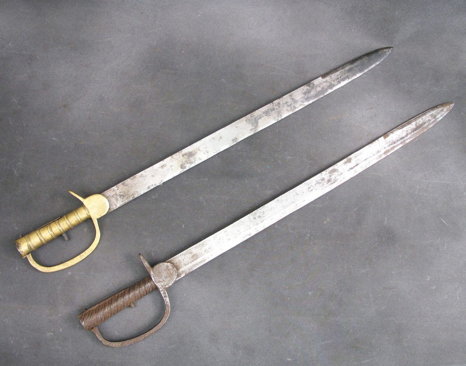 Original Antique Brunswick Brass & Steel Hilt Sword Bayo  Set of 2