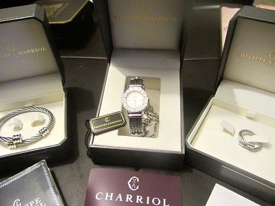   CHARRIOL BANGLE BRACELET CABLE QUARTZ WATCH WITH RING & BANGLE