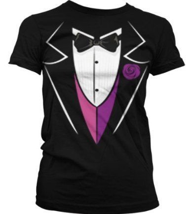 Bow Tie Tuxedo Junior Girls T shirt Funny Trendy Funky Fake Tux Design 