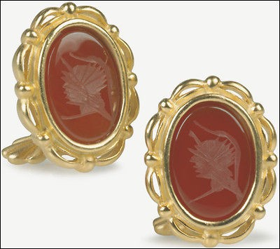 Cufflinks   Roman Soldier Cameo   24 K Gold Plated Mens Cufflinks 