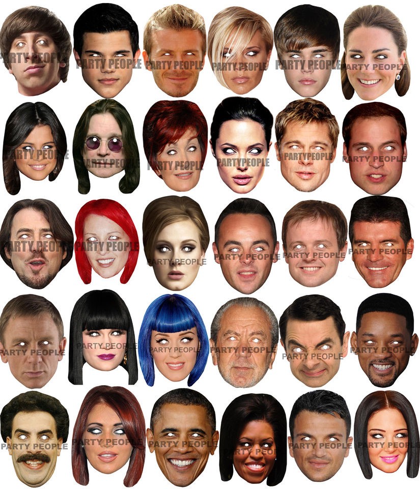 LISTING 2   FUN CELEBRITY FACE MASKS   TV & FILM   30 STARS TO CHOOSE 