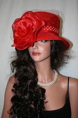 NEW Church Kentucky Derby RED Polka Dot Hat Ascot