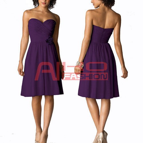 Strapless Short Chiffon Bridesmaids Formal Cocktail Dress Size AU 6~24 