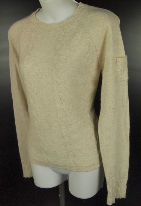   Sportswear Women M Sweater Cable Knit Ivory Knit Top Crew Neck Angora