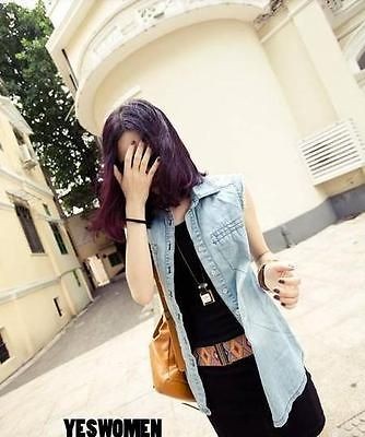   Single breasted Sleeveless Womens Waist Jean Vest Jacket Outerwear