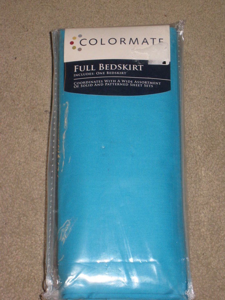 COLORMATE FULL AQUA BLUE TAILORED BEDSKIRT NIP