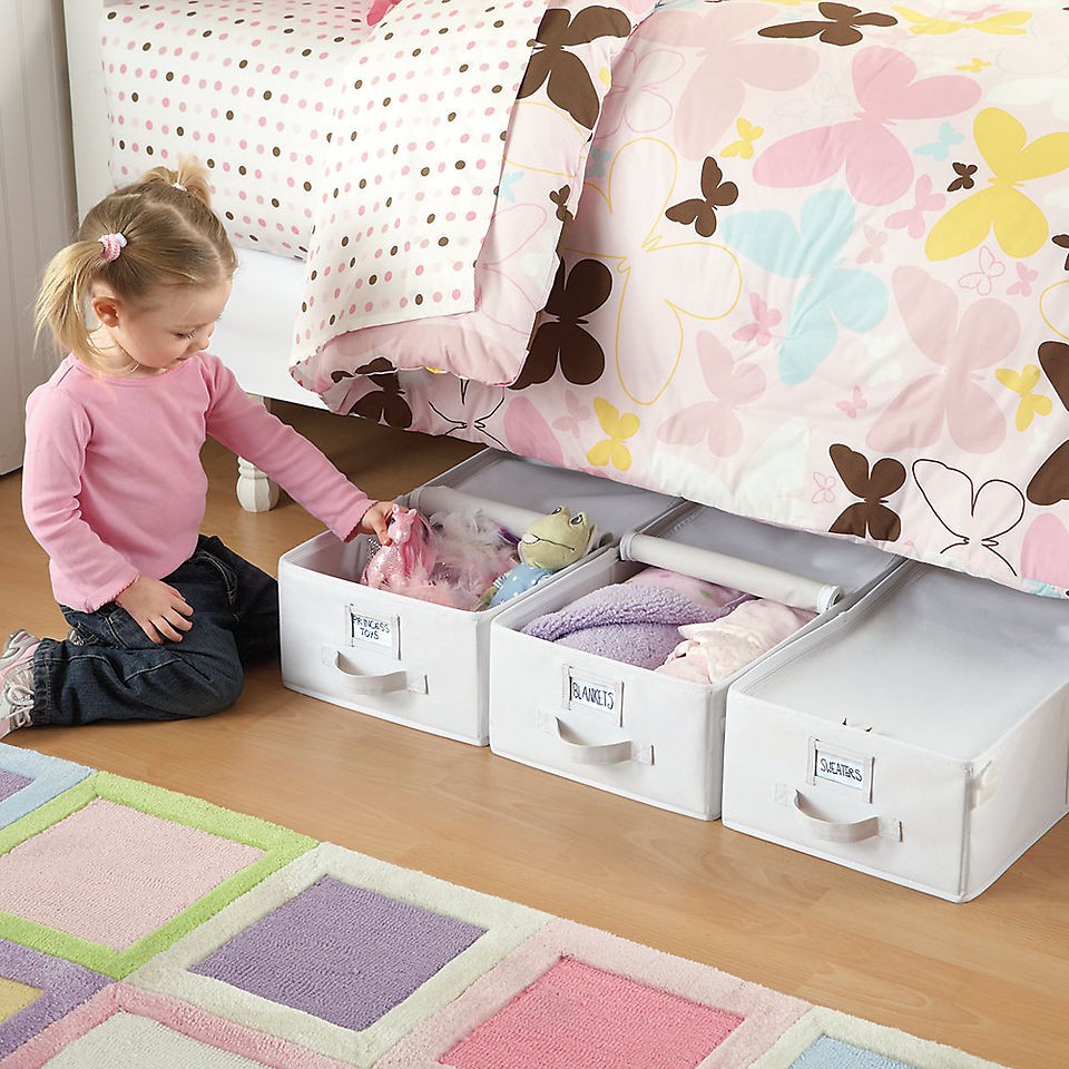 One Step Ahead My Closet Underbed Kids Storage Canvas Bin