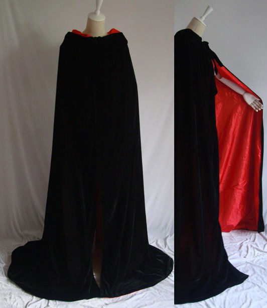 Velvet silk Hooded Cloak Capes Coat Halloween Wedding dresses LARP SCA 