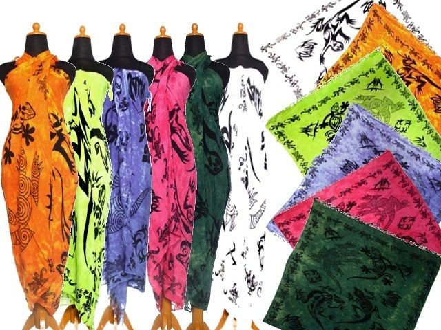 Sarong Pareo Beach Wrap Tribel Gecko Lizzard Batik Skirt Scarf non 