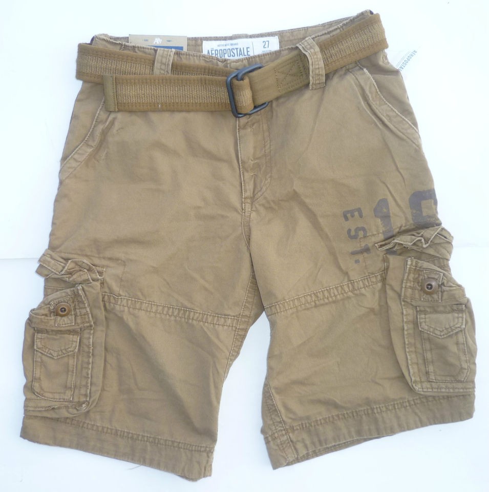   AEROPOSTALE Aero Belted Graphic Cargo Shorts Longer Length NWT #7187