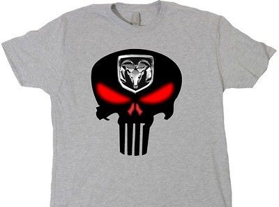 RAM SKULL T SHIRT NEW DODGE 1500 2500 3500 SKULL GRAY CUMMINS HEMI 4X4 