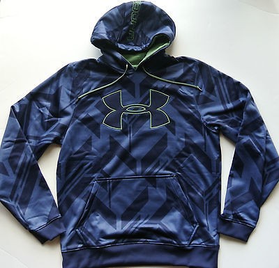 Under Armour Sweatshirt Cold Gear Big Logo Fleece Printed Hoodie L 