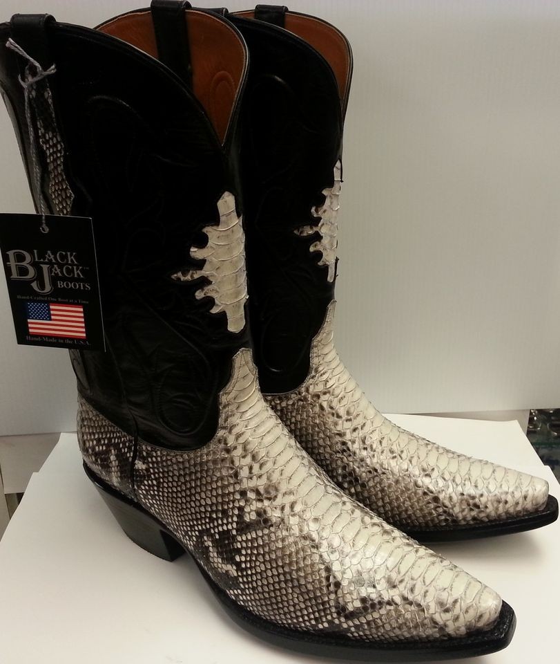 NEW BLACK JACK (TEXAS) NATURAL PYTHON SNAKE HANDMADE COWBOY BOOTS 