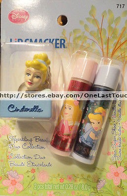 NEW 2012 Smackers AURORA/CINDERELLA x2 Lip Gloss+Balm Topper Keychain 