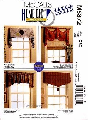 McCalls Pattern M5872 Valances Swag 5872 curtains Window Treatment 