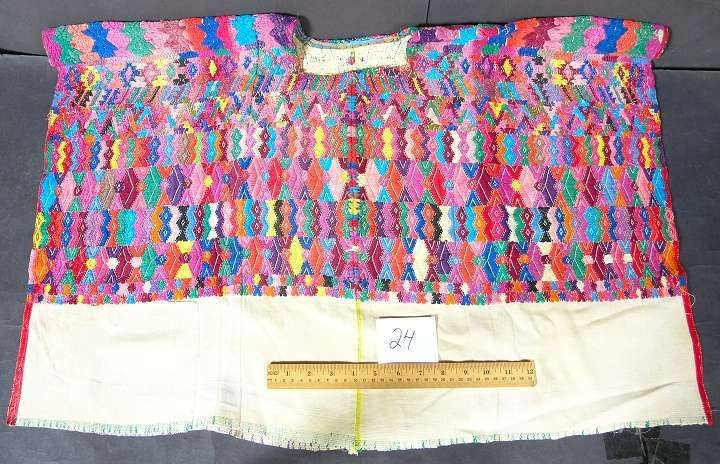 Guatemalan Huipil Embroidered Fabric Handwoven Used Vintage Circa 1970 