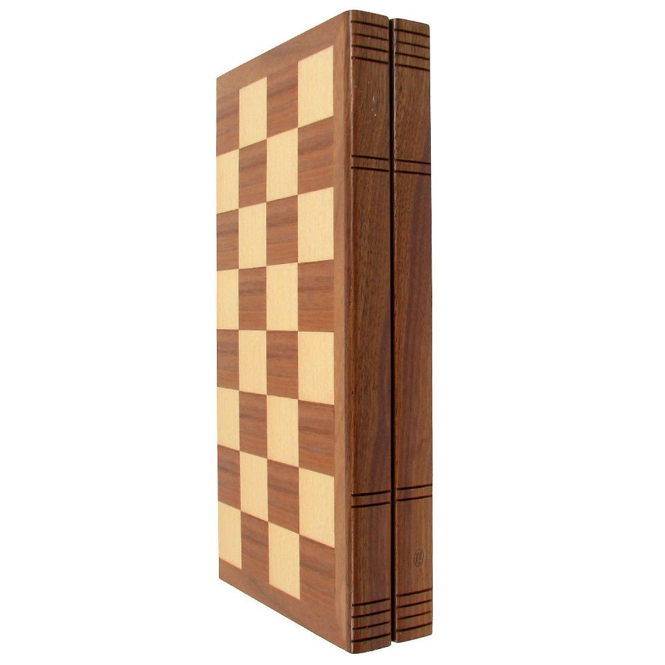 Chess Board Walnut Book Style w/ Staunton Chessmen