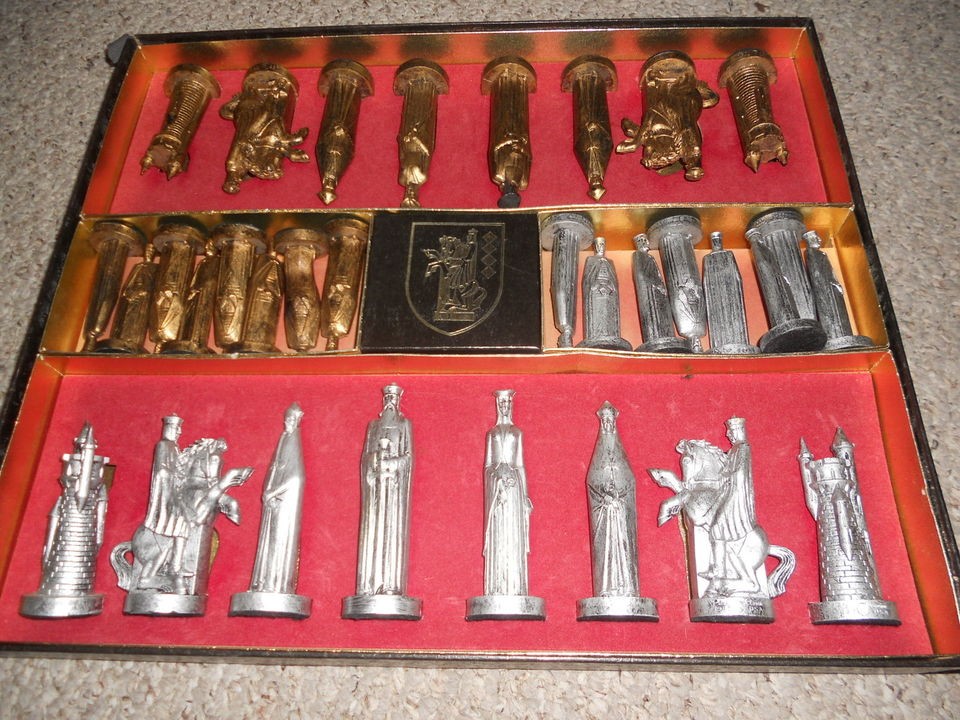 Conqueror Sculpted Chess by Ganine Vintage Pieces In Box