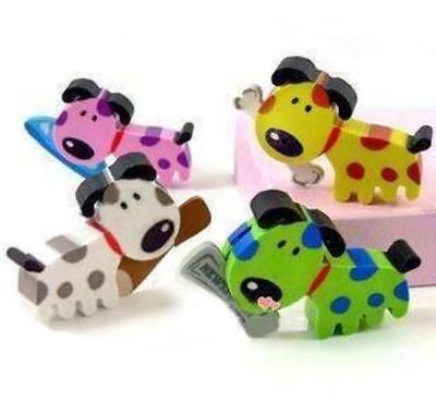 Doggie Puppy Dog White Purple Green Yellow Eraser x 1